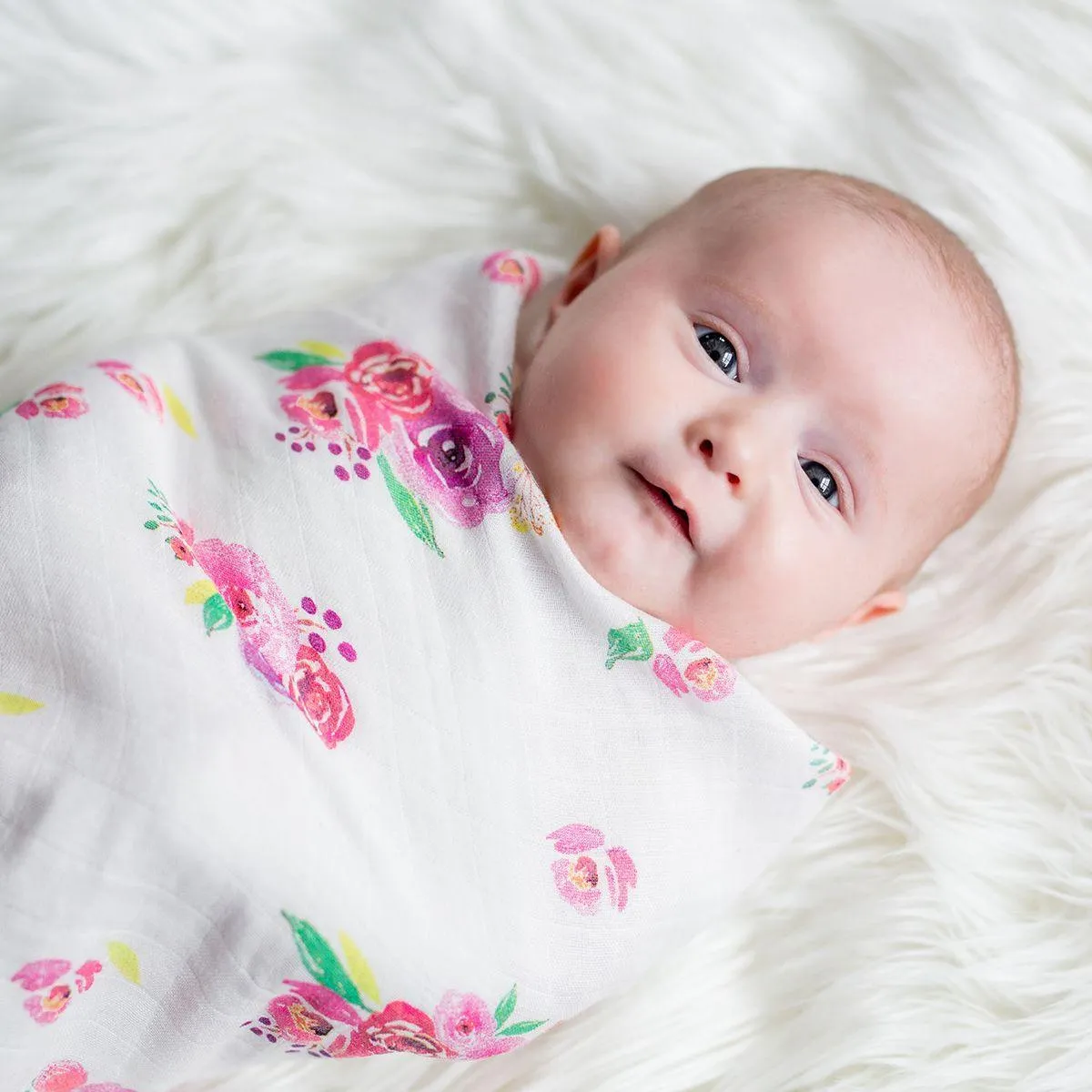 Bamboo Hat and Swaddle Blanket - Posies LAST TWO