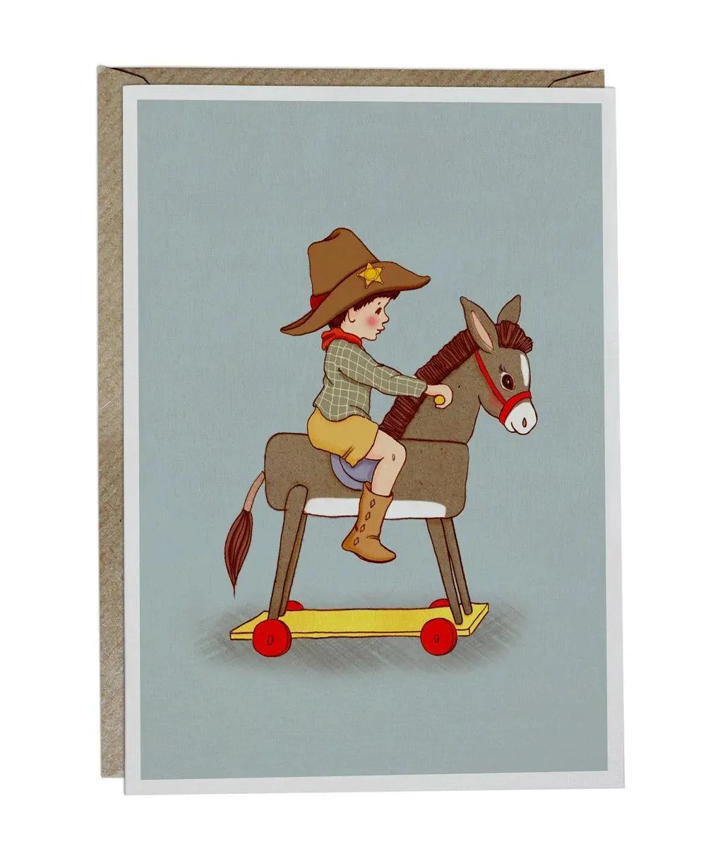 Belle and Boo Boy on Horse Card
