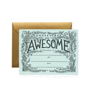 Certificate of Awesome Card BACK IN STOCK