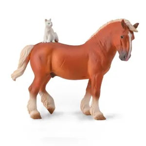 Collecta Draft Horse With Cat (Grey)