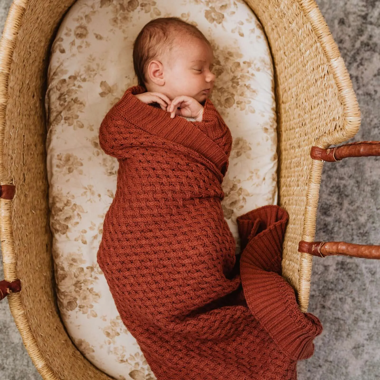 Diamond Knit Baby Blanket | Umber Rust