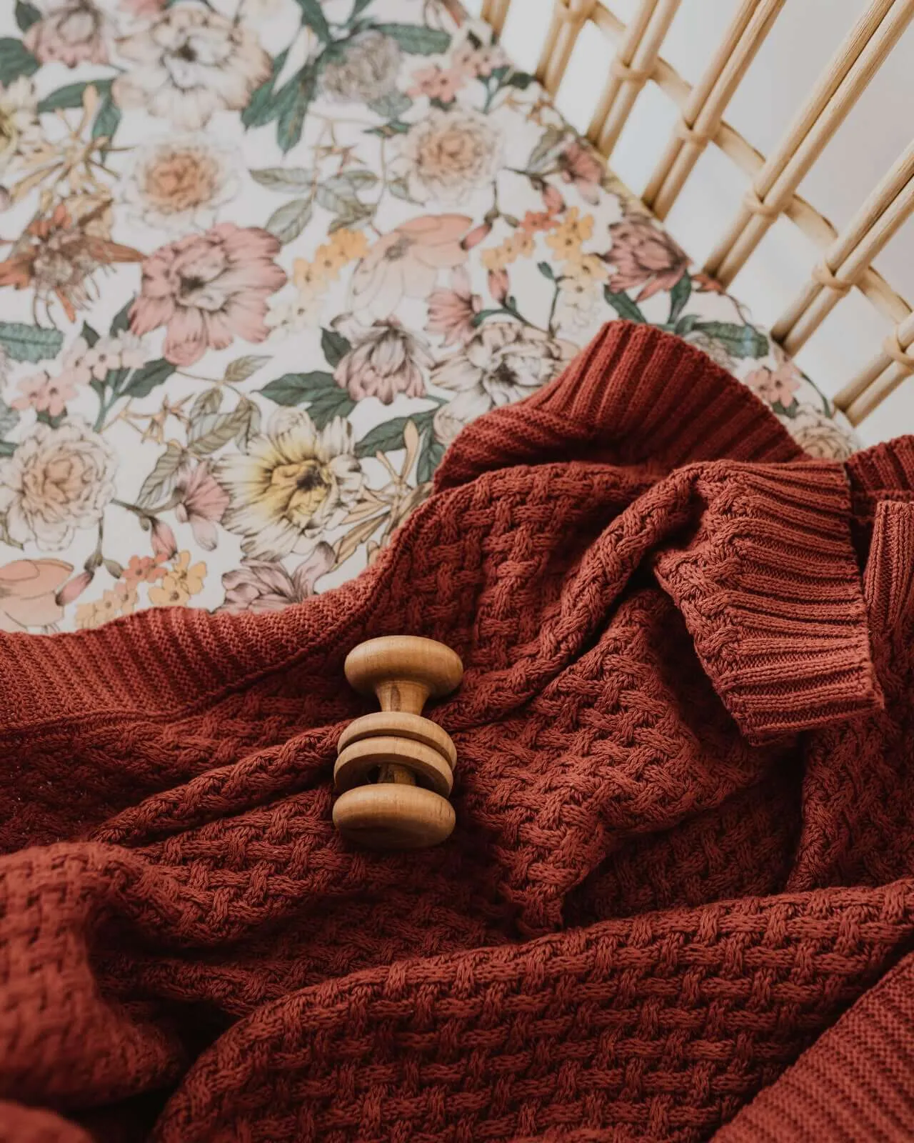 Diamond Knit Baby Blanket | Umber Rust