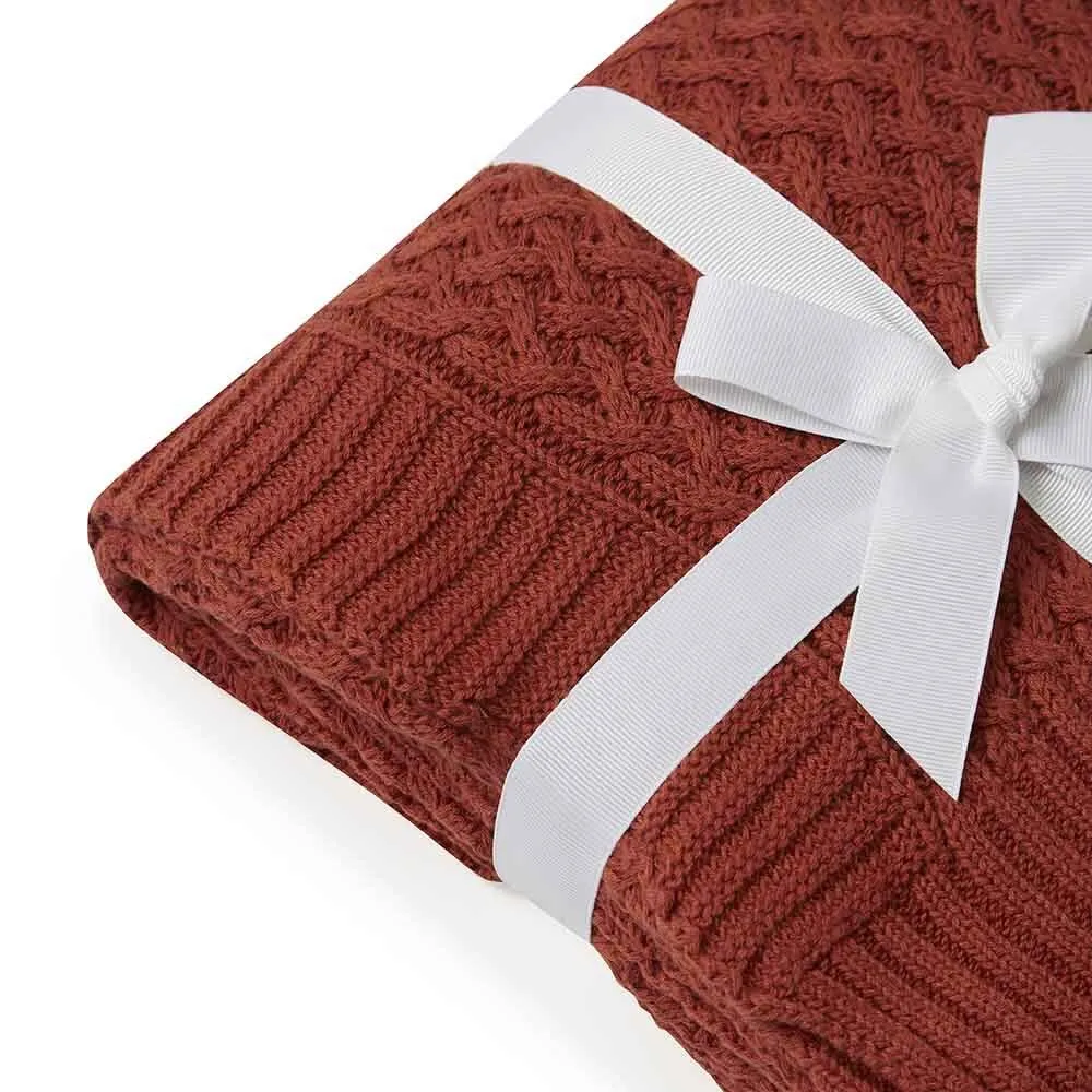 Diamond Knit Baby Blanket | Umber Rust