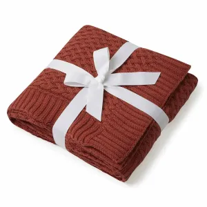 Diamond Knit Baby Blanket | Umber Rust