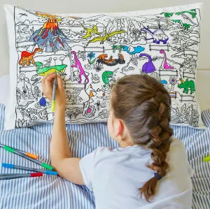 Eat Sleep Doodle Dinosaur Pillow and Ten Wash Out Pens