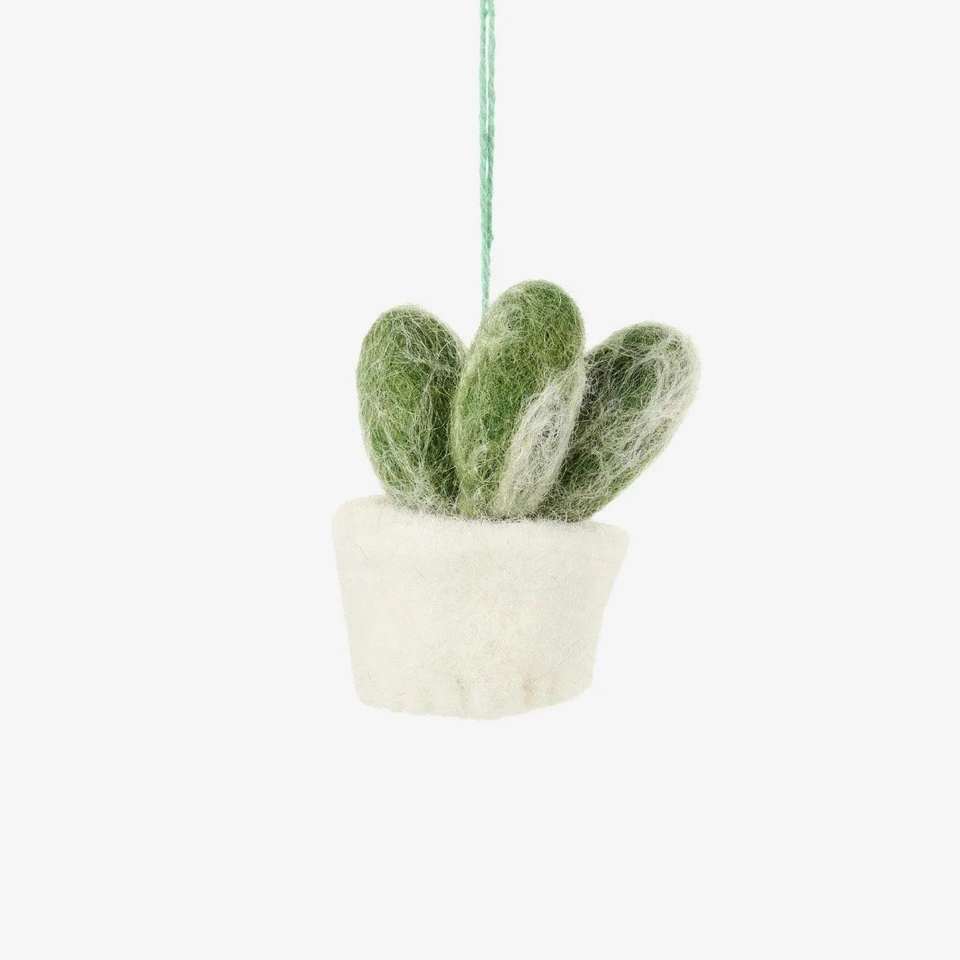 Felt Biodegradable Hanging Mini Plant: Stumpy Espostoa Cactus (White Base - 3 Cactus Spikes)