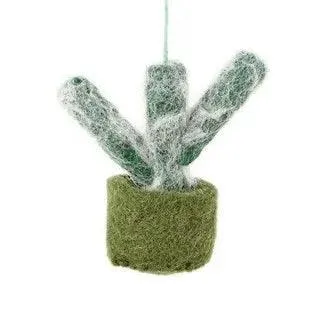 Felt Biodegradable Hanging Mini Plant: Tall Espostoa Cactus (Green Base - 3 Cactus Spikes)