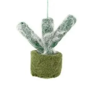 Felt Biodegradable Hanging Mini Plant: Tall Espostoa Cactus (Green Base - 3 Cactus Spikes)