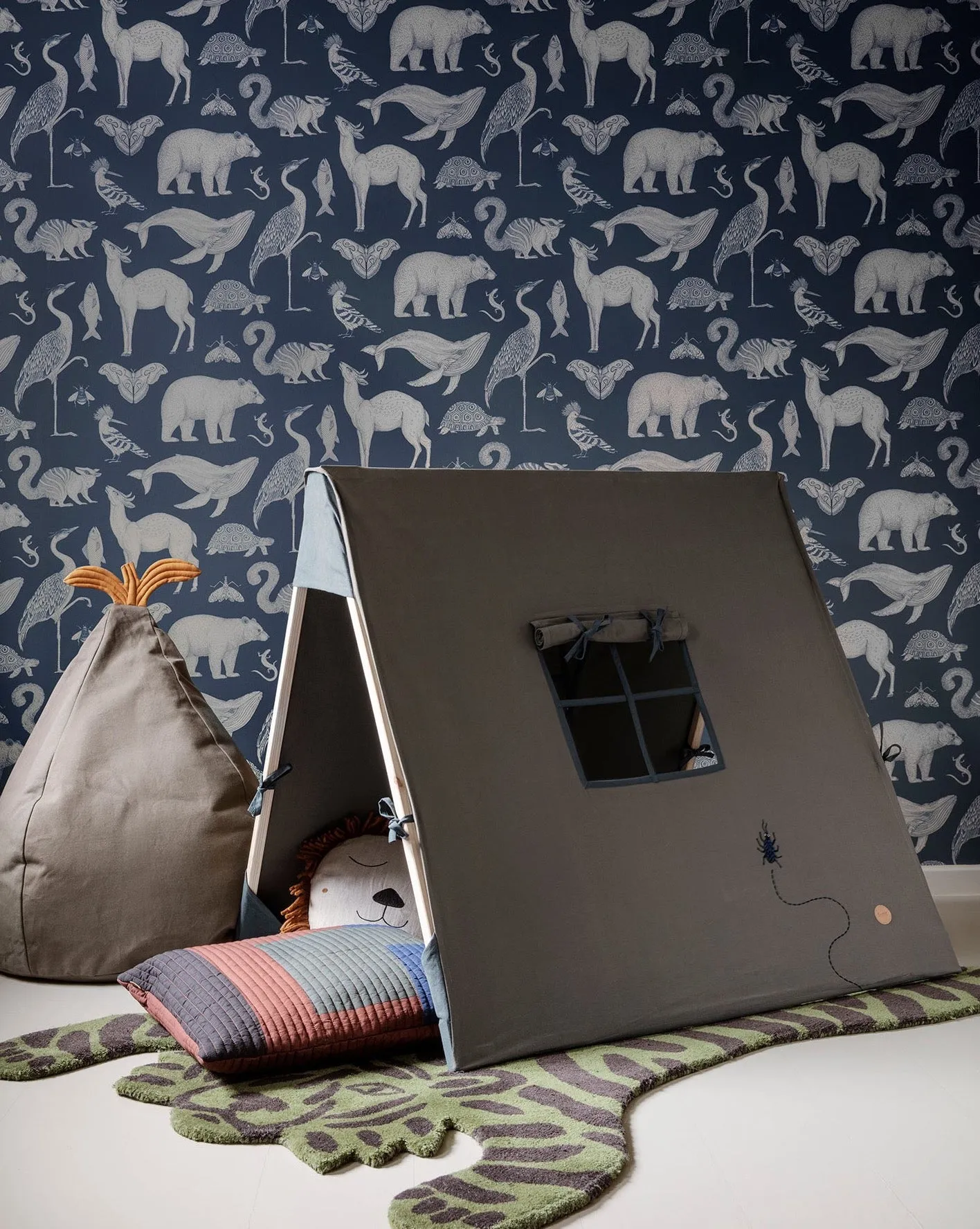 Ferm Living Tent - Beetle Embroidery - Dark Olive Odin Parker