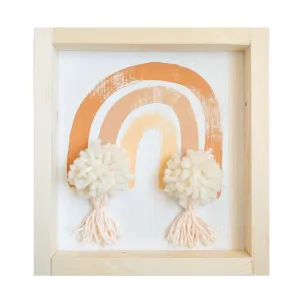Hand Made Wooden Sign Terracotta Rainbow with Pom Pom & Tassels LAST ONE