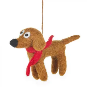 Handmade Hanging Felt Jasper the Dog Ornament