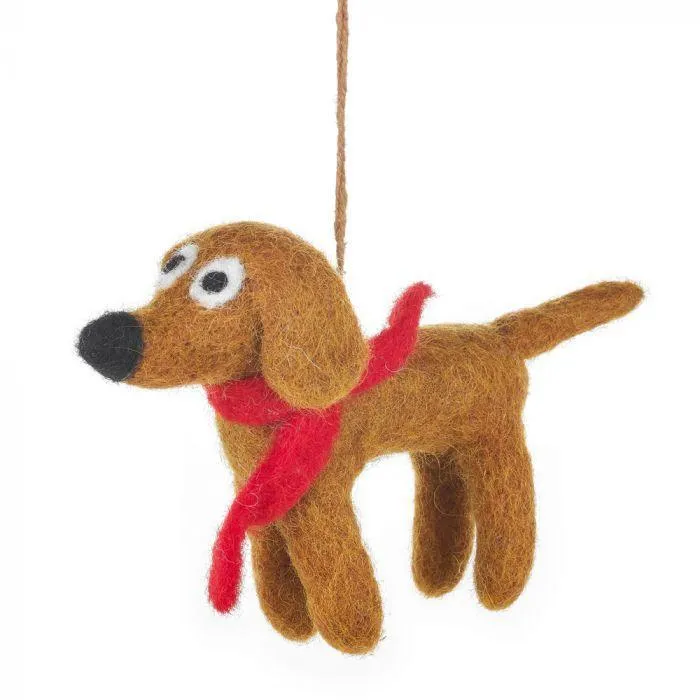 Handmade Hanging Felt Jasper the Dog Ornament