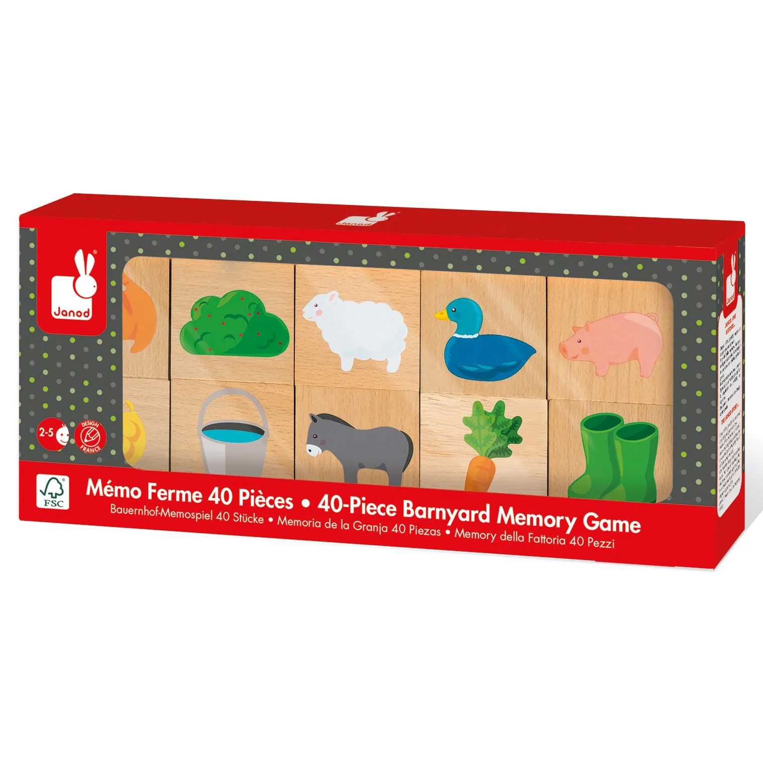 Janod 40 pcs Barnyard Memory Game