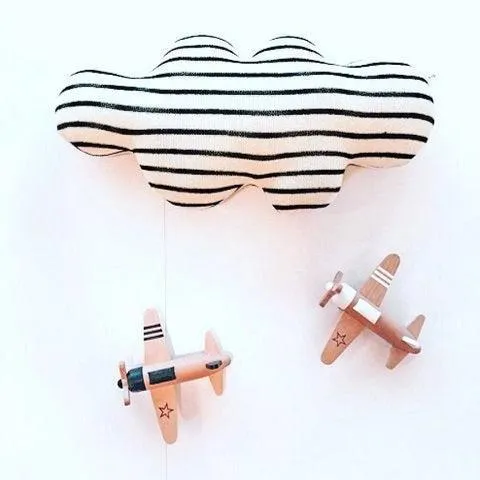 Kiko & gg Wooden Wind-up Propeller Plane Black LAST TWO