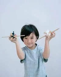 Kiko & gg Wooden Wind-up Propeller Plane Black LAST TWO