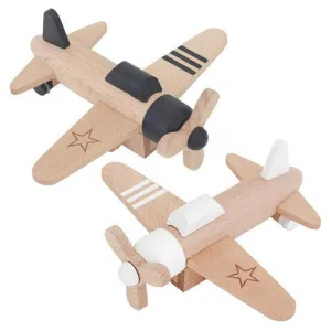 Kiko & gg Wooden Wind-up Propeller Plane Black LAST TWO