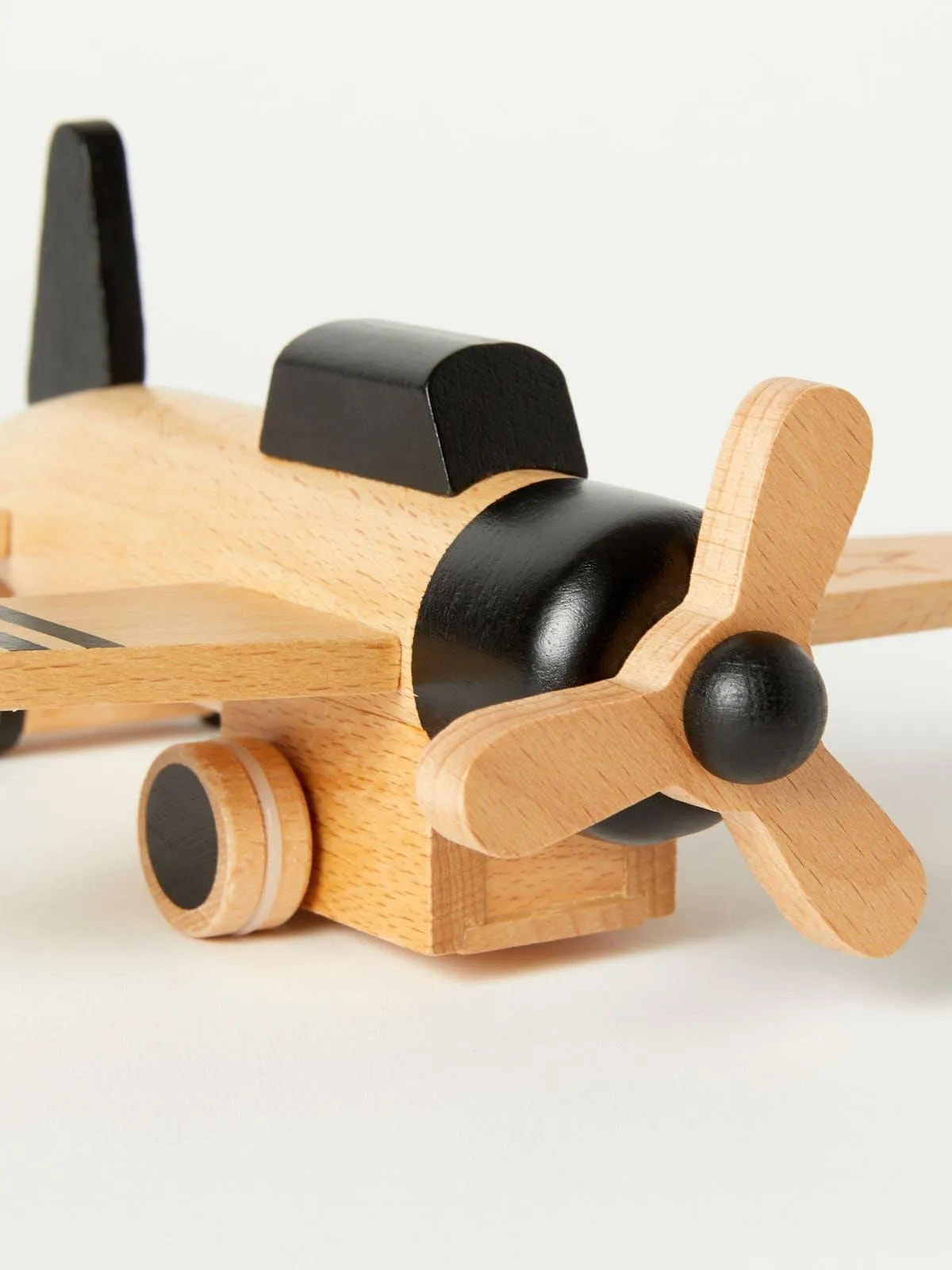 Kiko & gg Wooden Wind-up Propeller Plane Black LAST TWO
