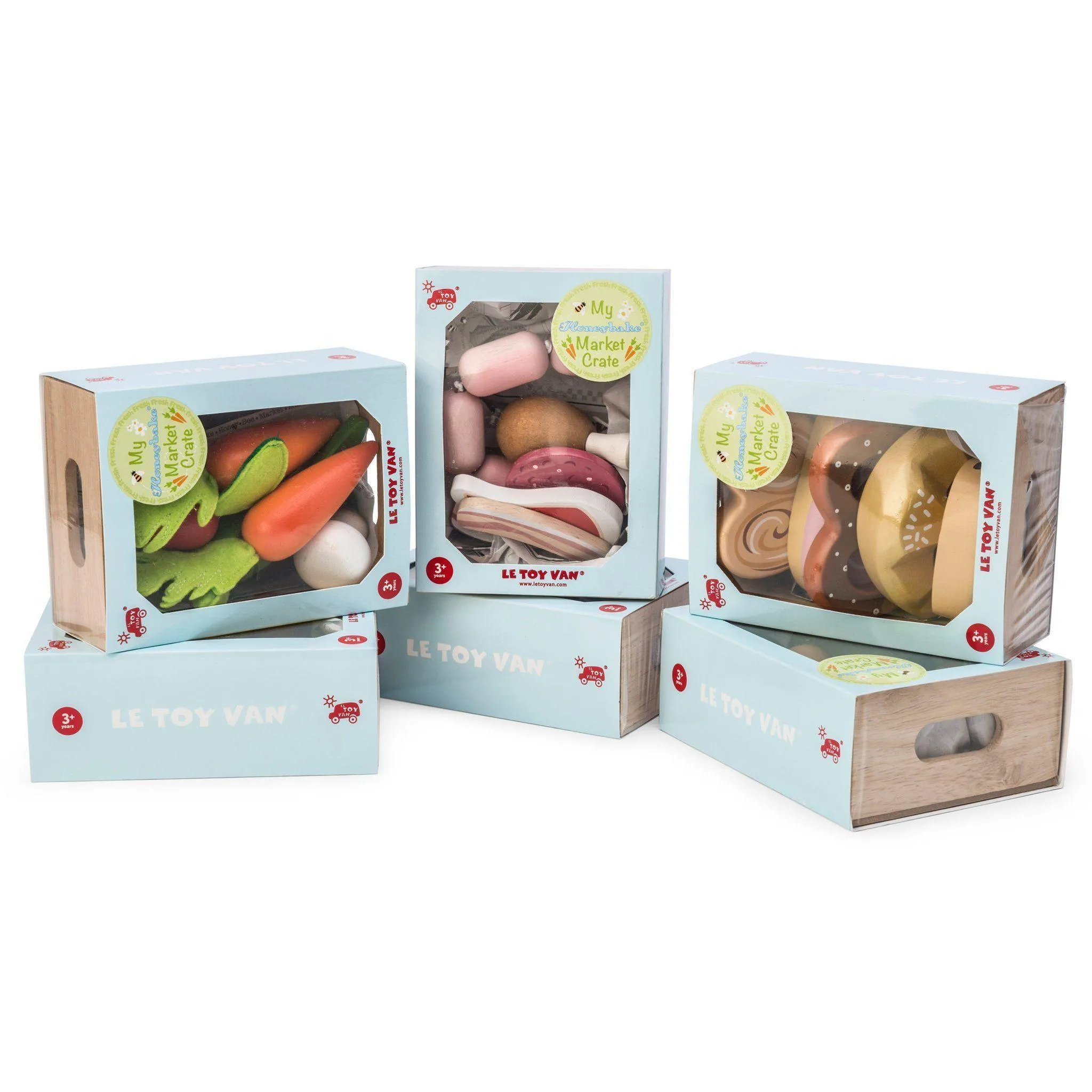 Le Toy Van Wooden Honeybee Market Fruits '5 a Day' Crate