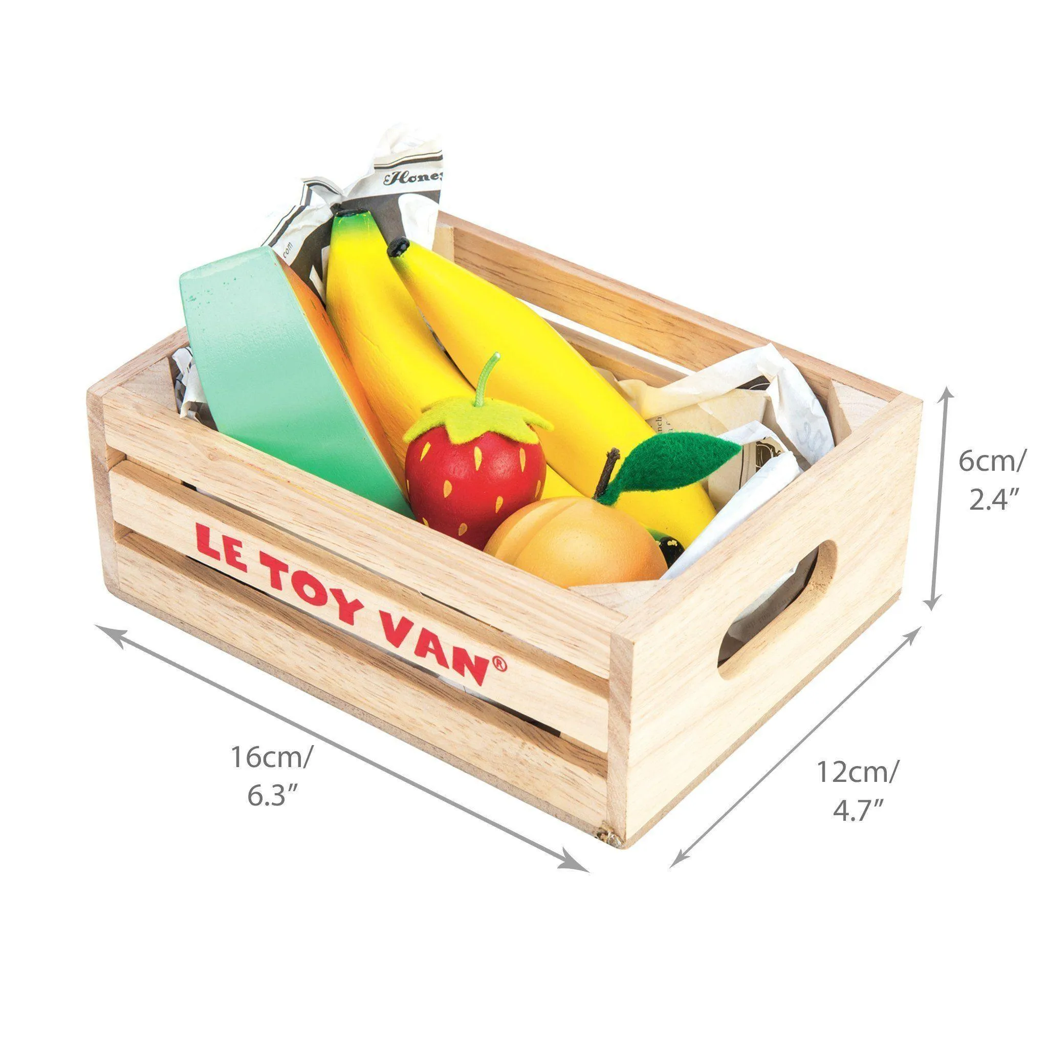 Le Toy Van Wooden Honeybee Market Fruits '5 a Day' Crate