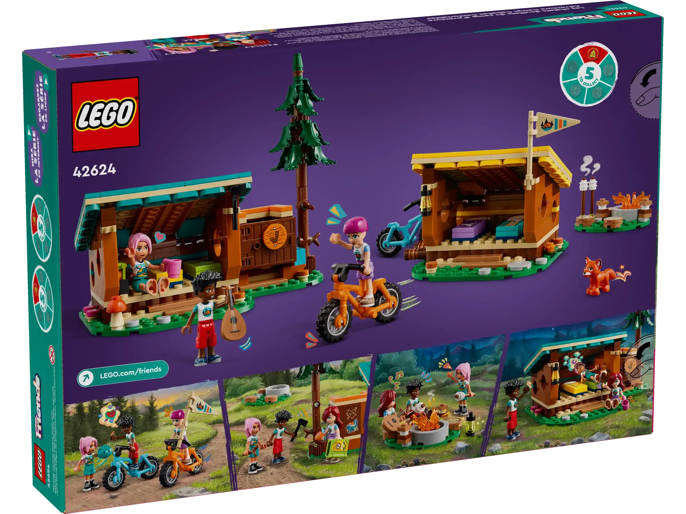 LEGO 42624 Friends Adventure Camp Cozy Cabins Camping