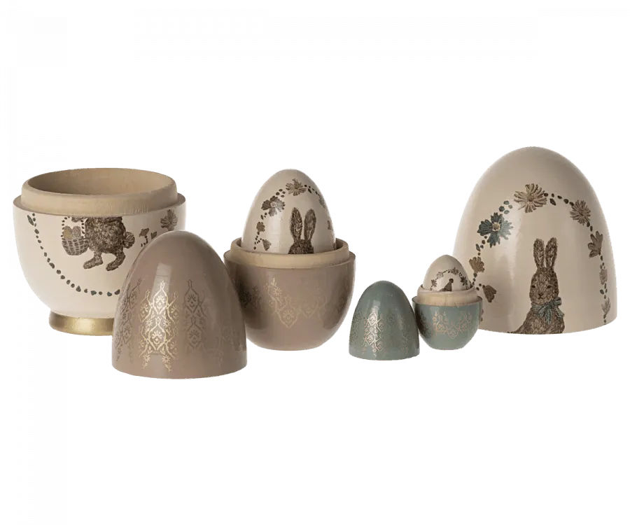 Maileg Babushka Wooden Nesting Easter Egg Set: RETIRED SOLD OUT