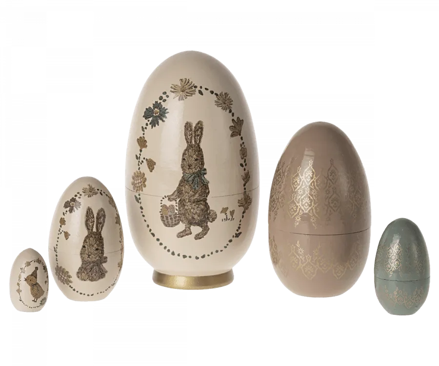 Maileg Babushka Wooden Nesting Easter Egg Set: RETIRED SOLD OUT