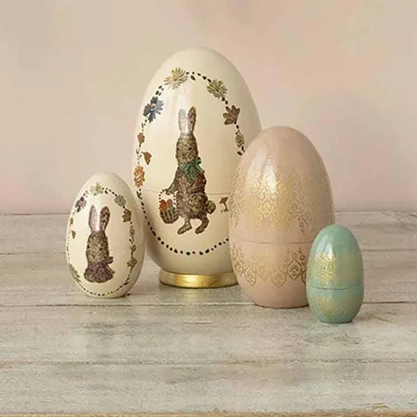 Maileg Babushka Wooden Nesting Easter Egg Set: RETIRED SOLD OUT
