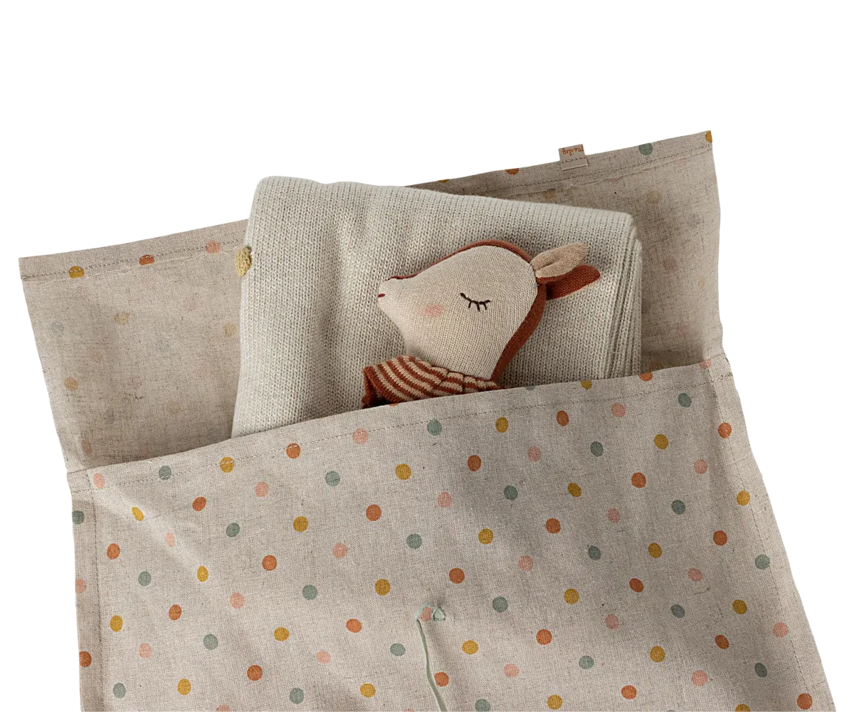 Maileg Baby Gift Set includes Knitted Spotty Blanket, Rattle and Dotty Bag SS25: NEW ARRIVAL