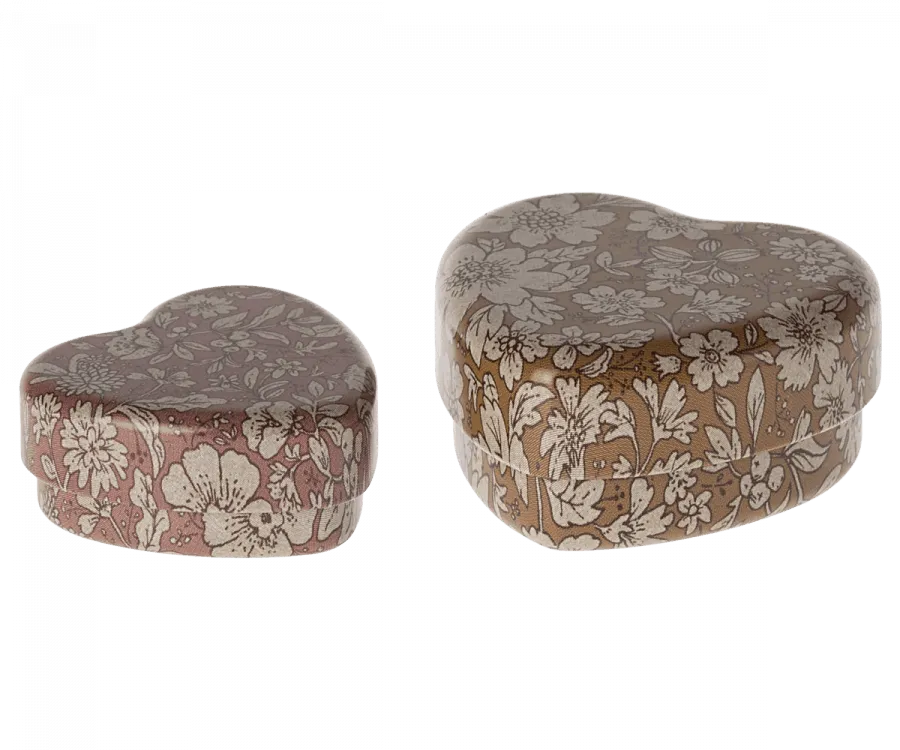 Maileg Decorative Heart Tins Rose and Ocher