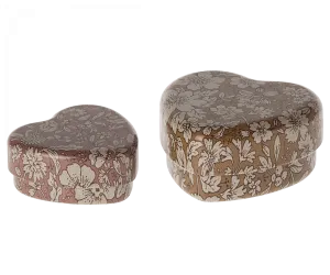 Maileg Decorative Heart Tins Rose and Ocher