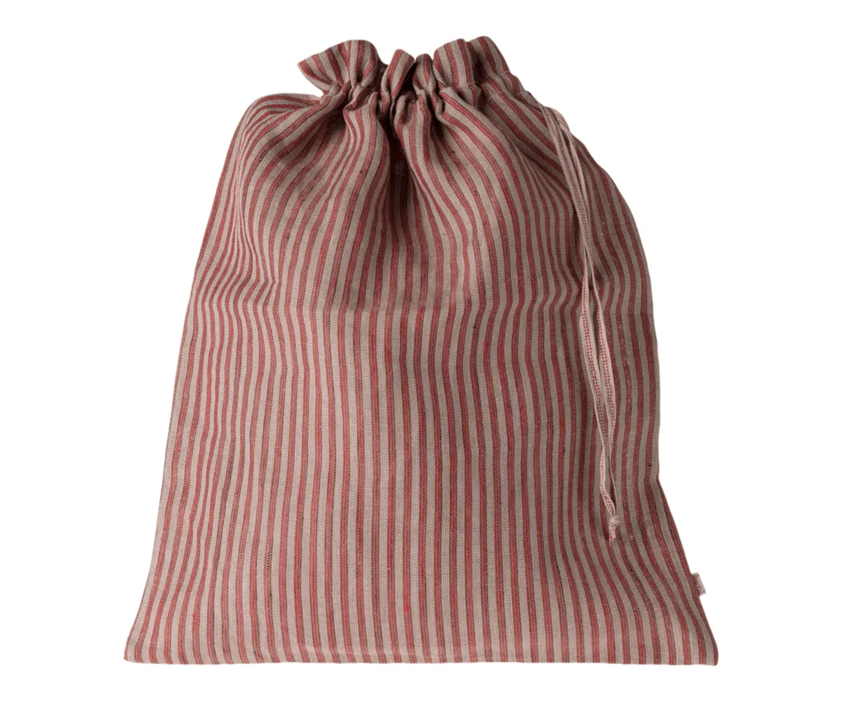 Maileg Fabric Bag Red And Dark Sand Stripes: SOLD OUT