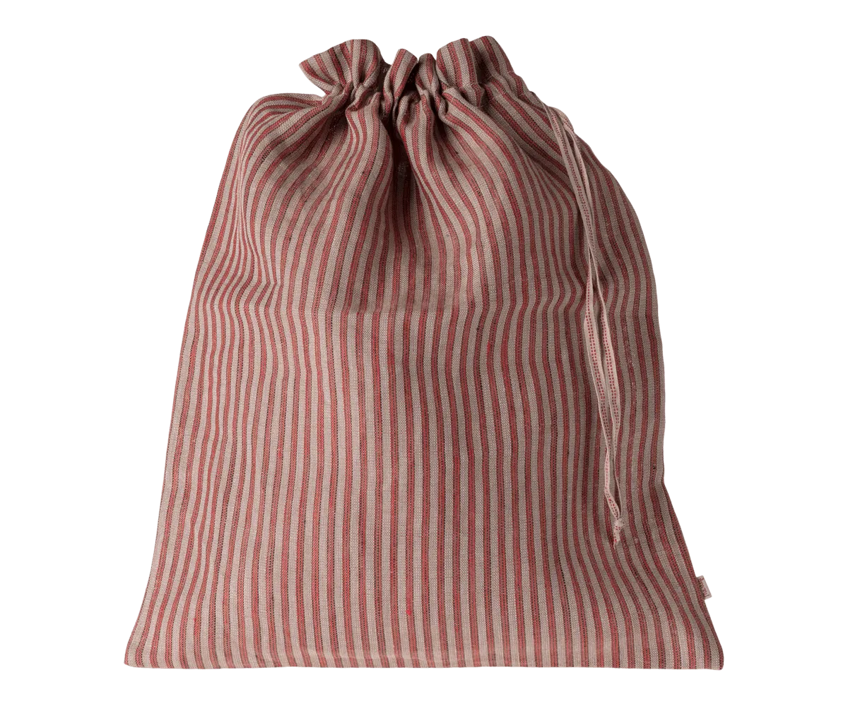 Maileg Fabric Bag Red And Dark Sand Stripes: SOLD OUT