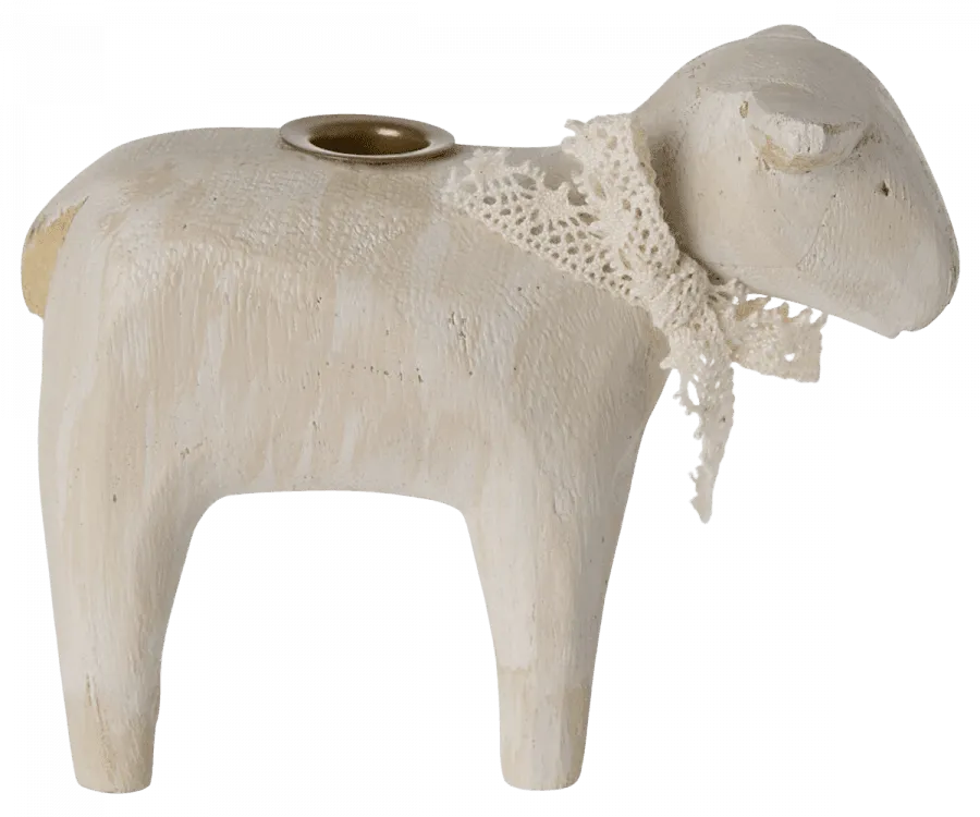 Maileg Metal Lamb Candle Holder Off White: LAST CHANCE