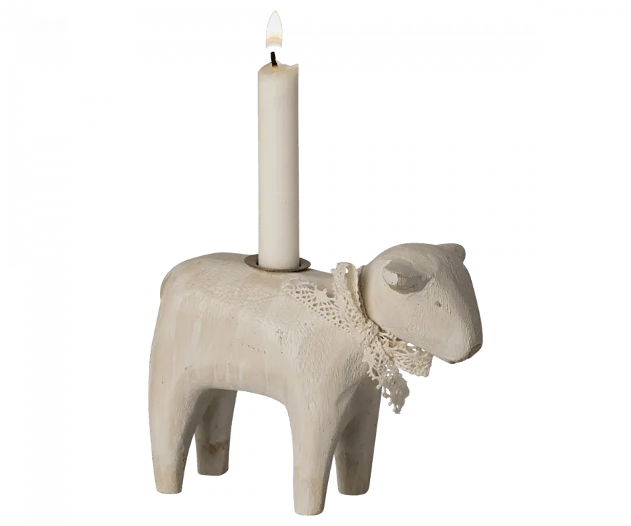 Maileg Metal Lamb Candle Holder Off White: LAST CHANCE