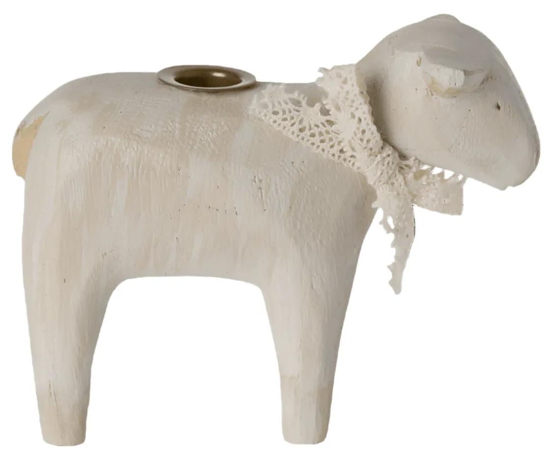 Maileg Metal Lamb Candle Holder Off White: LAST CHANCE