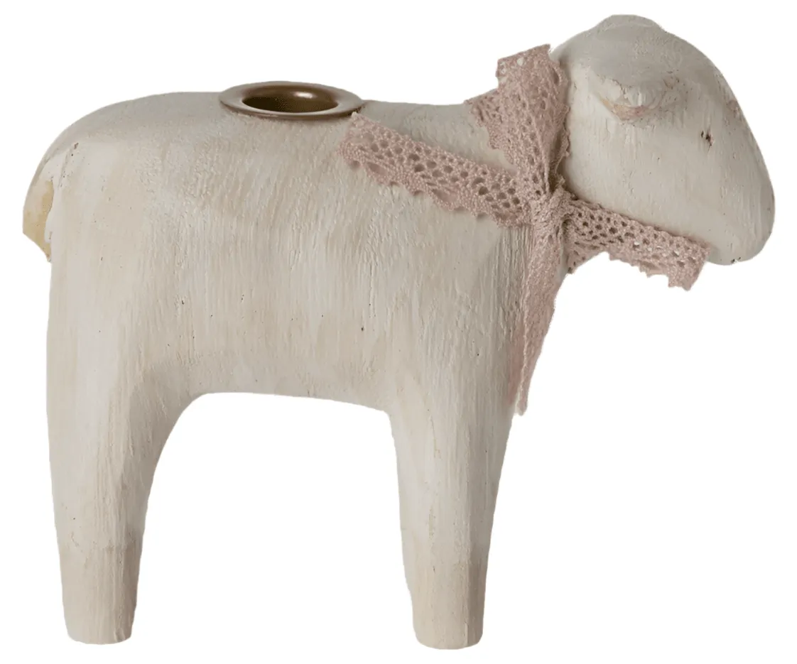 Maileg Metal Lamb Candle Holder Rose: LAST CHANCE