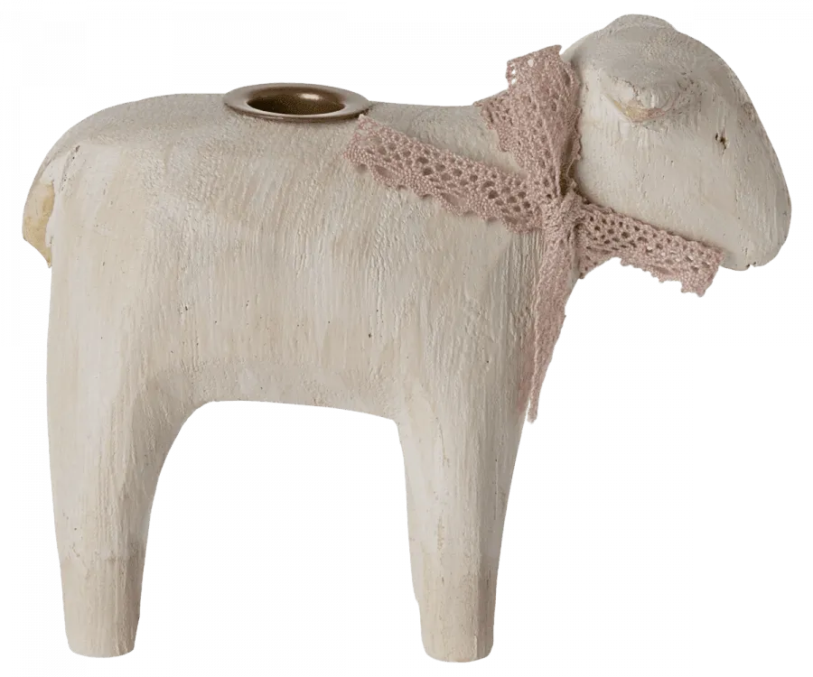 Maileg Metal Lamb Candle Holder Rose: LAST CHANCE