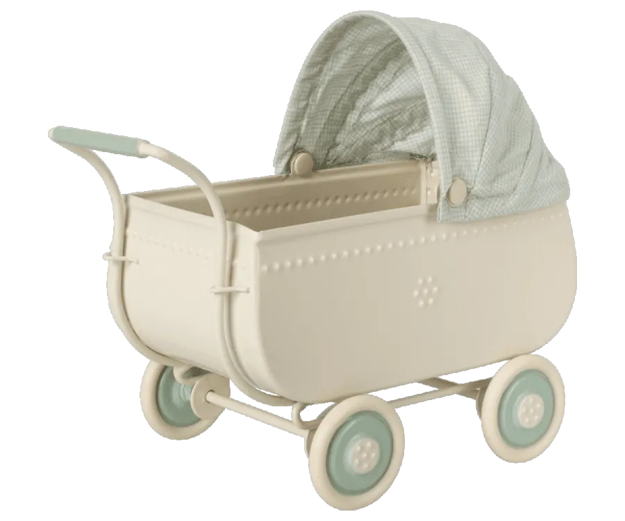 Maileg Micro Pram Blue   Perfect for Teddy Baby and Micro Bunnies: LAST ONE