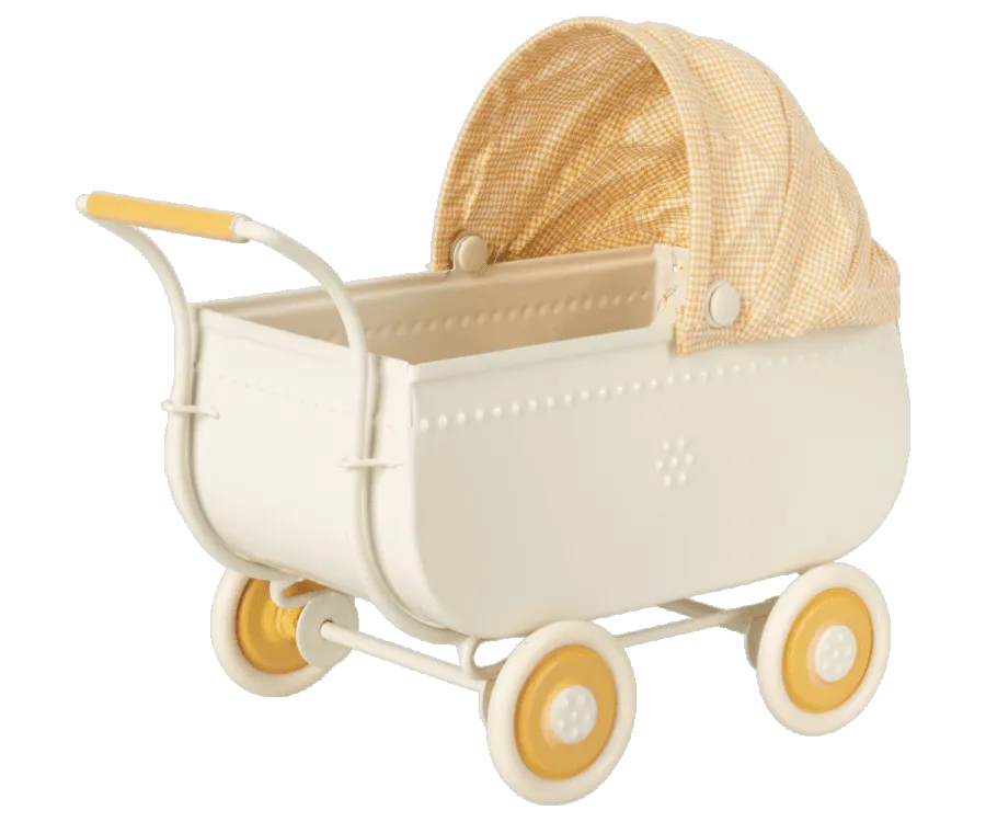 Maileg Micro Pram Yellow  Perfect for Teddy Baby and Micro Bunnies: BACK IN STOCK