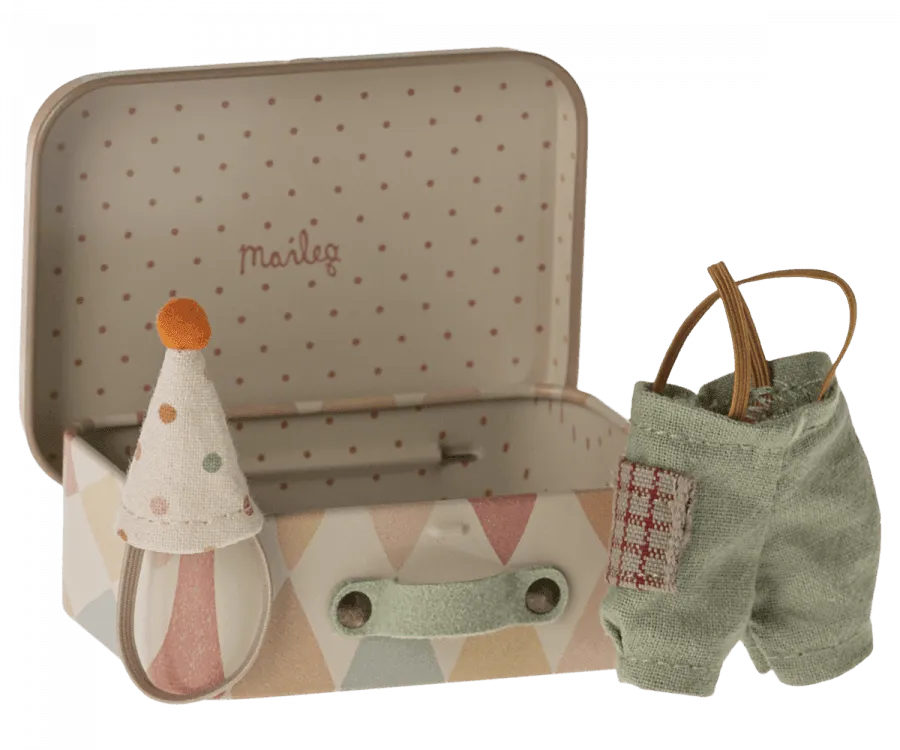 Maileg Mouse Clown Clothes in Suitcase For Little Brother