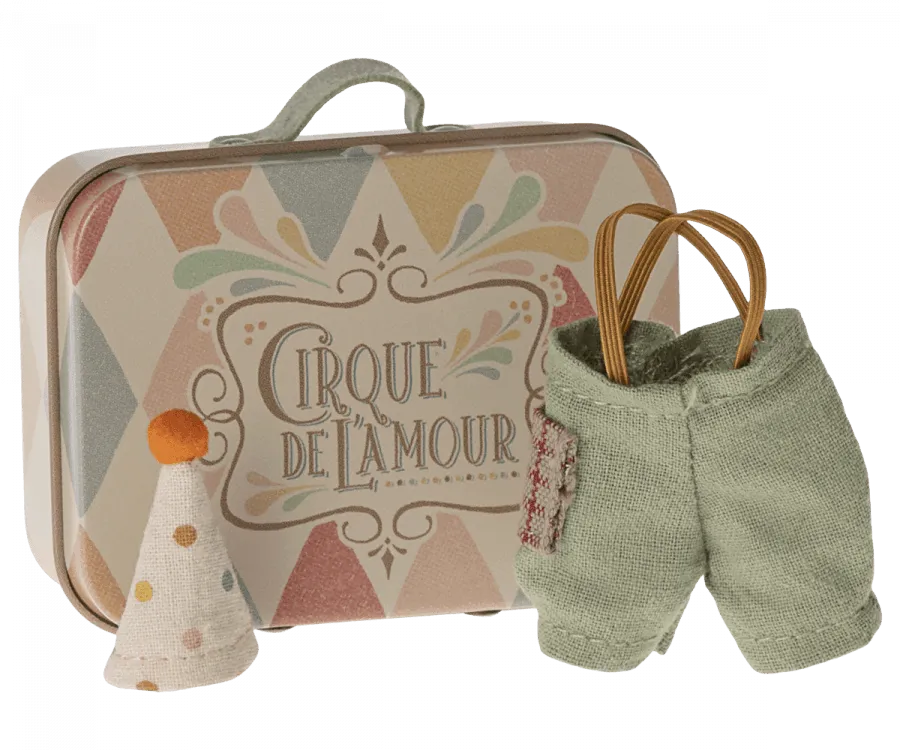 Maileg Mouse Clown Clothes in Suitcase For Little Brother