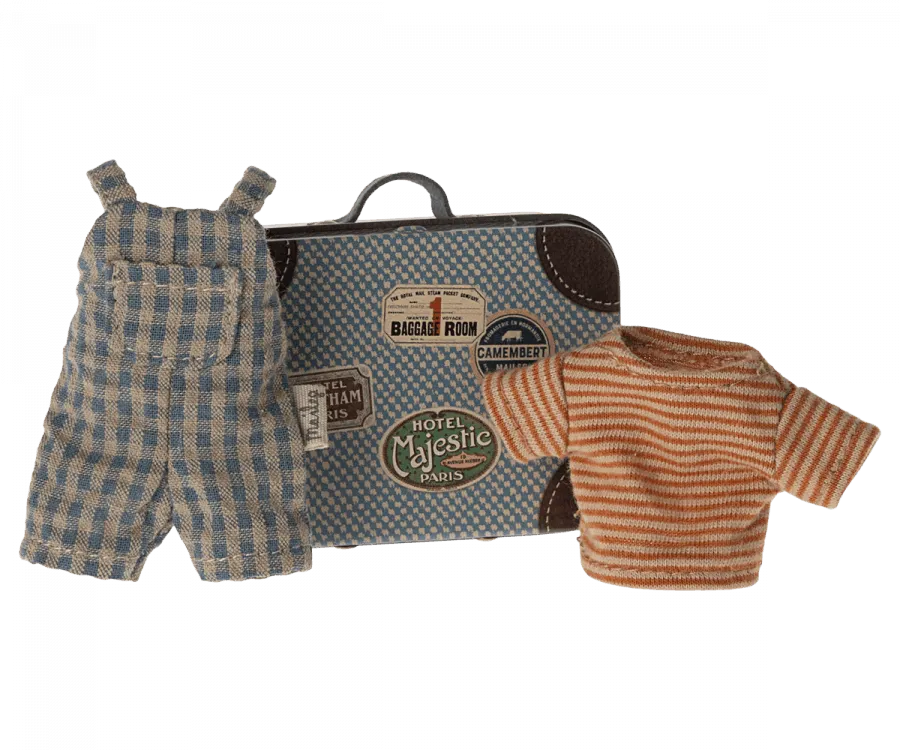 Maileg Mouse Overalls and Shirt in Suitcase for Big Brother Mouse 2024