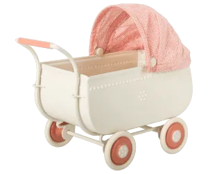 Maileg Pram Coral Perfect for Teddy Baby and Micro Bunnies: BACK IN STOCK