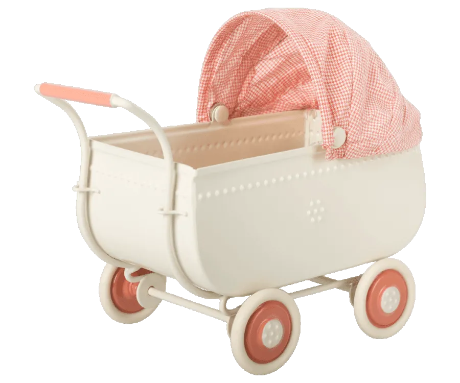 Maileg Pram Coral Perfect for Teddy Baby and Micro Bunnies: BACK IN STOCK