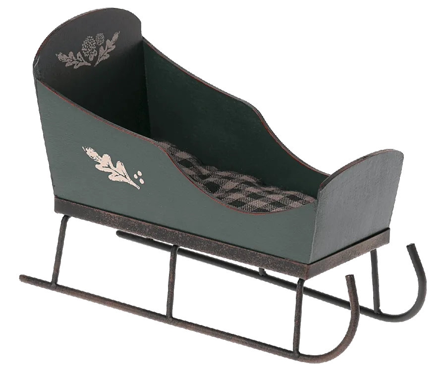 Maileg Sleigh Mini Size For Teddies, Mini Pixies, Size 1/2 Bunnies etc Green