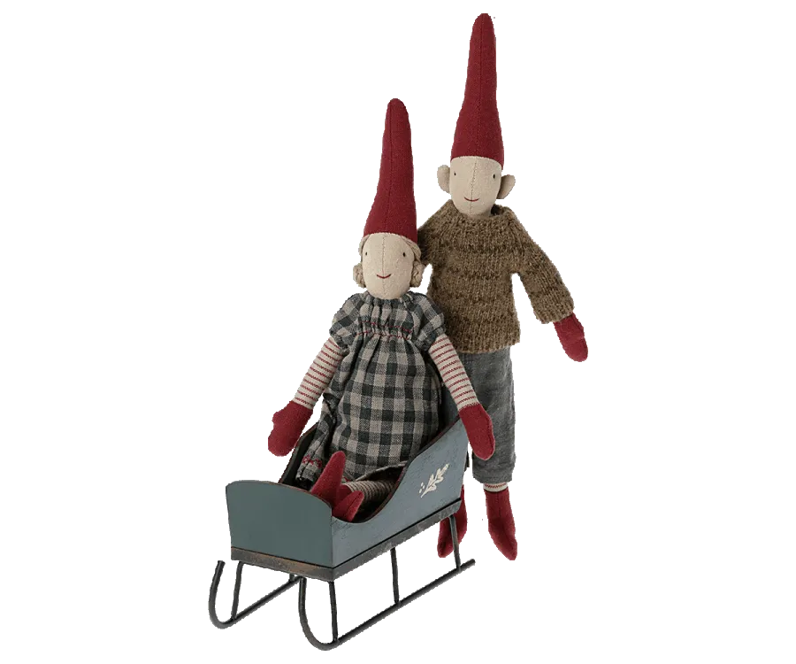 Maileg Sleigh Mini Size For Teddies, Mini Pixies, Size 1/2 Bunnies etc Green