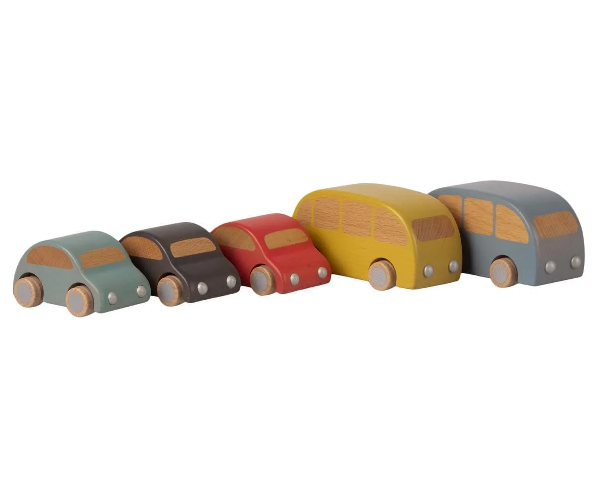 Maileg Stock Wooden Pull Back Bus Blue: LAST CHANCE