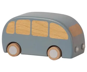 Maileg Stock Wooden Pull Back Bus Blue: LAST CHANCE