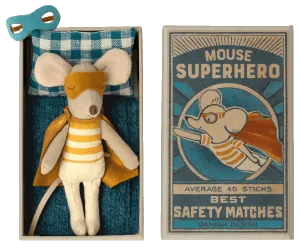 Maileg Super Hero Little Brother Mouse in Matchbox