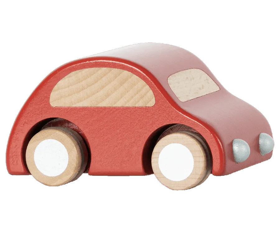 Maileg Wooden Pull Back Car Bright Red